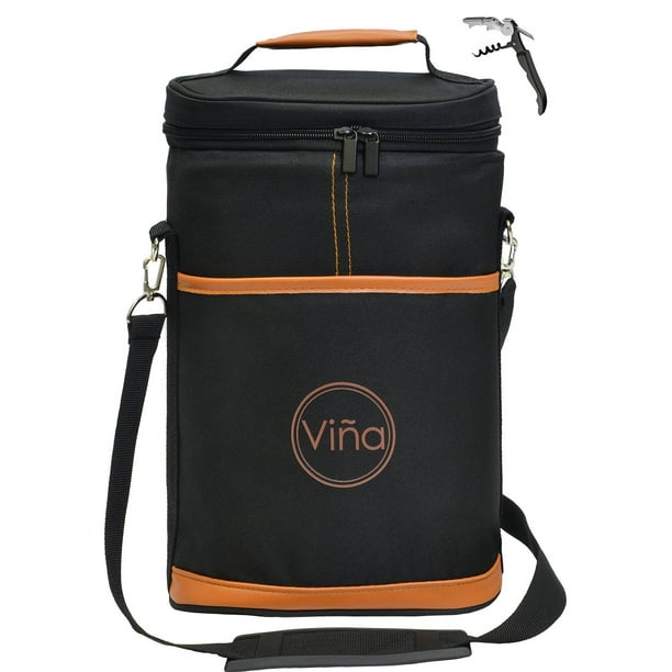 Vina® 2-bottle Wine Carrier Carrying Tote Bags Cooler Insulated Wine Case